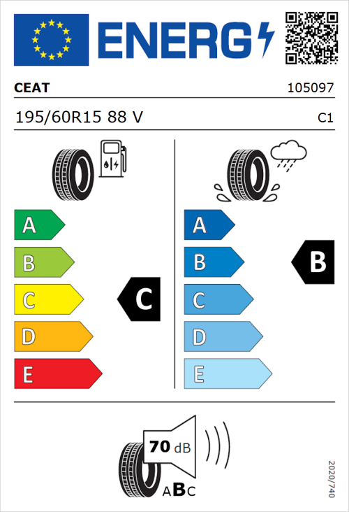 Tyre Label for CEAT Secura Drive 195/60R15 88V